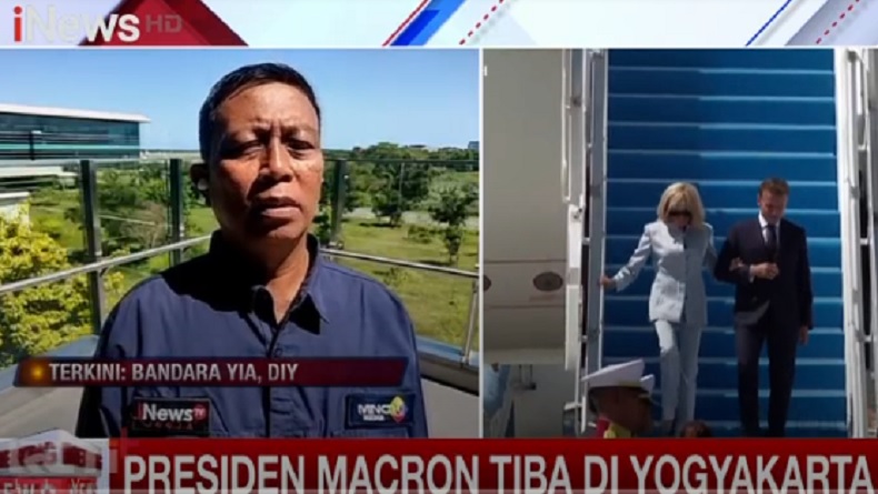 Presiden Prancis Emmanuel Macron Tiba di Bandara YIA, Disambut dengan Pengamanan Ketat