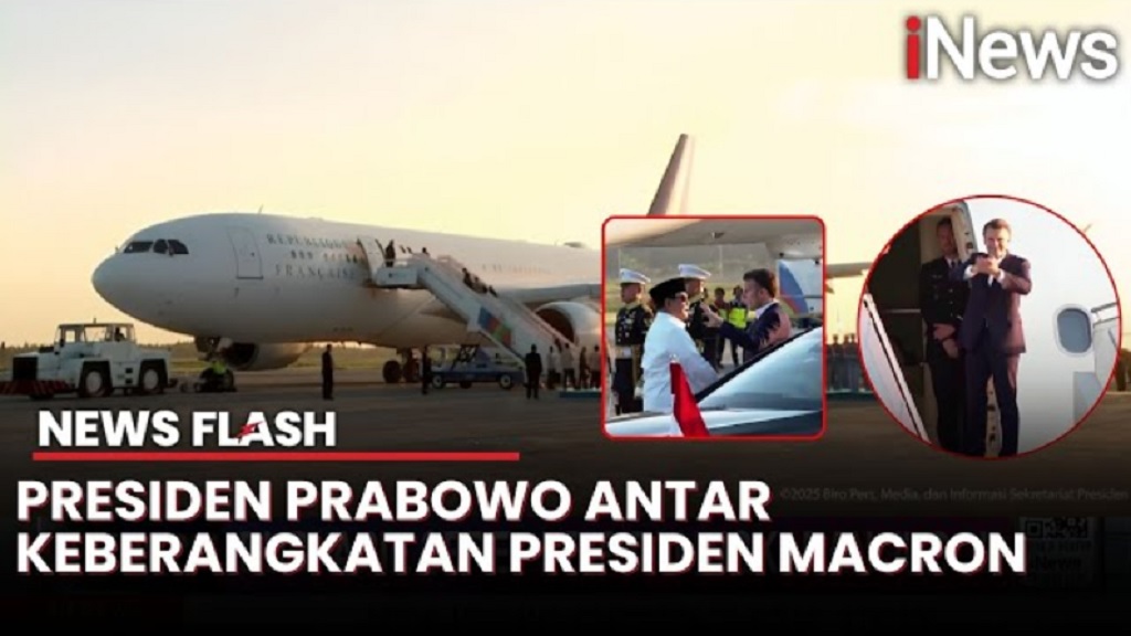 Momen Prabowo dan Didit Antar Keberangkatan Macron ke Singapura