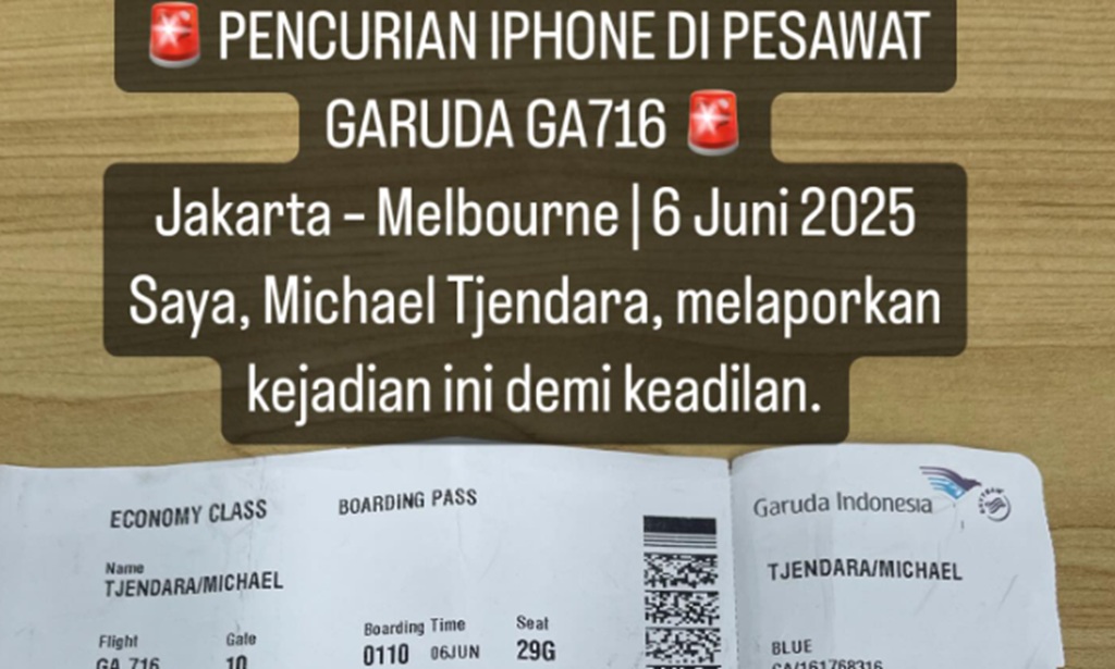 Viral Penumpang Pesawat Garuda Rute Jakarta-Melbourne Kehilangan iPhone