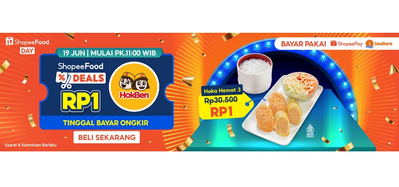 Hanya Sehari! HokBen Rp1 dengan Voucher Spesial dari ShopeeFood Deals