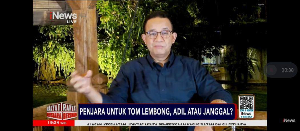 Anies Nilai Tom Lembong jadi Korban Kriminalisasi: Hukum Digunakan untuk Menjebak Seseorang