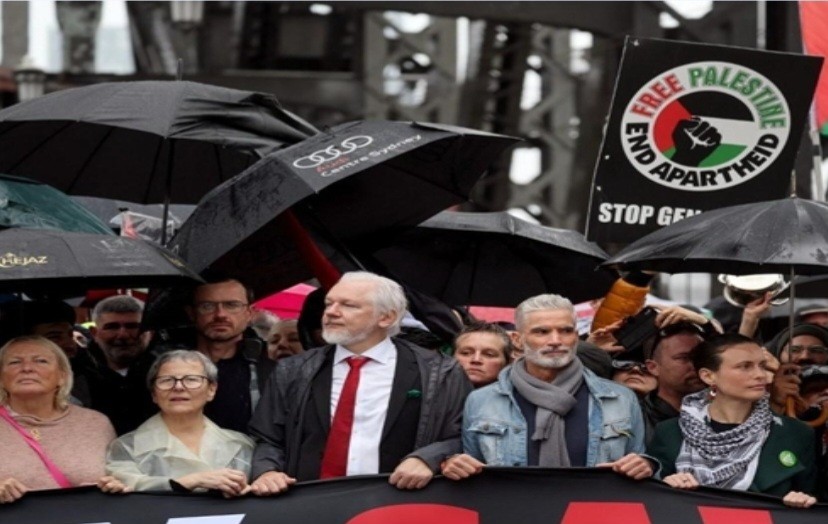 Pendiri WikiLeaks Julian Assange Bergabung Puluhan Ribu Warga Sydney Demo Dukung Palestina
