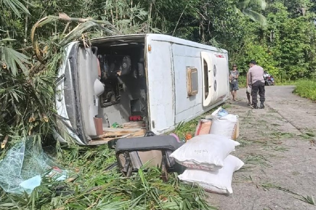 Kecelakaan Bus Damri Terguling di Mentawai, 6 Penumpang Luka