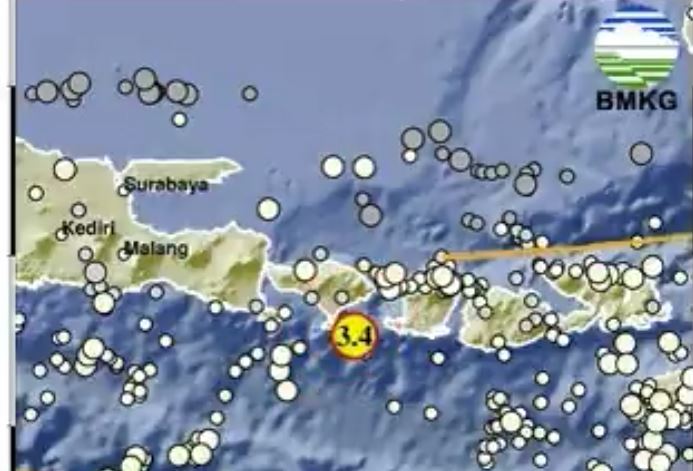 Gempa Terkini M 3,4 Guncang Kuta Selatan Bali, Kedalaman 72 Km