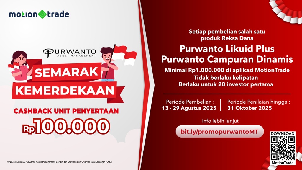 Ikuti Promo Cashback Reksa Dana Rp100.000 Semarak Kemerdekaan dari Purwanto AM di MotionTrade