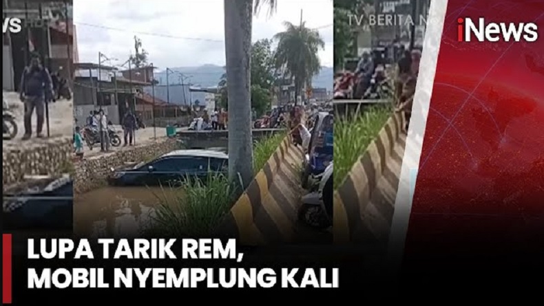 Lupa Aktifkan Rem Tangan, Mobil Nyemplung ke Sungai di Mandailing Natal