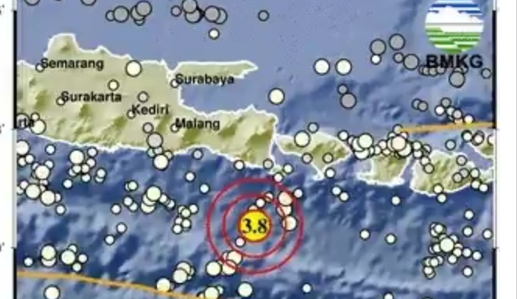 Pusat Gempa Terkini 2 Menit yang Lalu M 3,8 Guncang Jembrana Bali