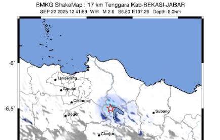 Analisis BMKG Penyebab Gempa Dangkal M 2,6 Guncang Bekasi