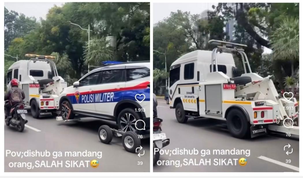 Viral Mobil Polisi Militer Diderek Petugas Dishub, Netizen Auto Ikut Keringetan