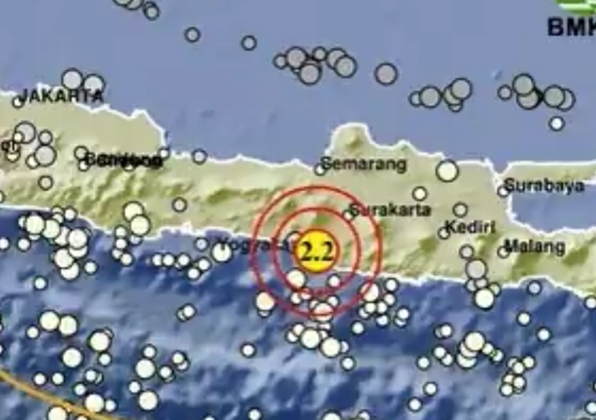 Info BMKG Gempa Terkini M 2,2 Guncang Bantul DIY