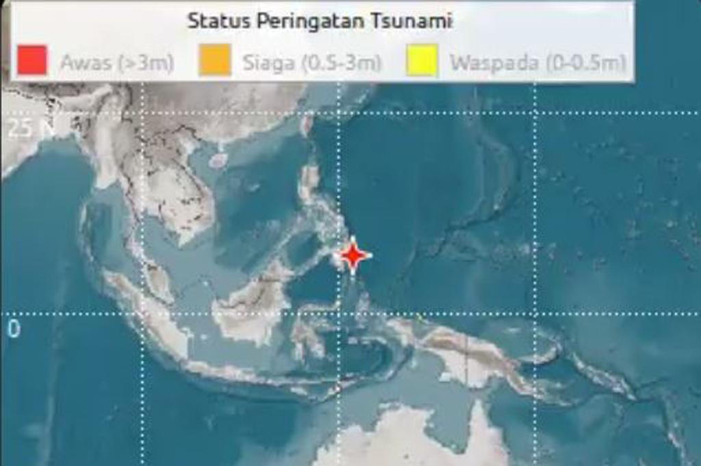 Tsunami Terdeteksi di Sangihe, Morotai dan Halmahera Barat usai Gempa M7,6