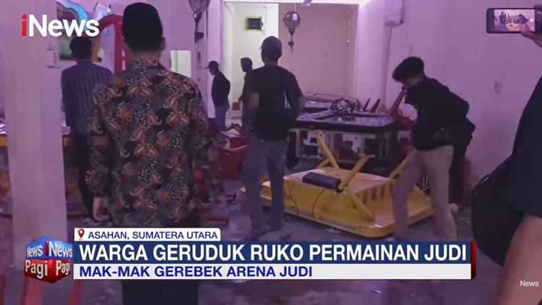 Warga Gerebek Tempat Judi Terselubung di Asahan, Mesin Dirusak dan Pemain Panik
