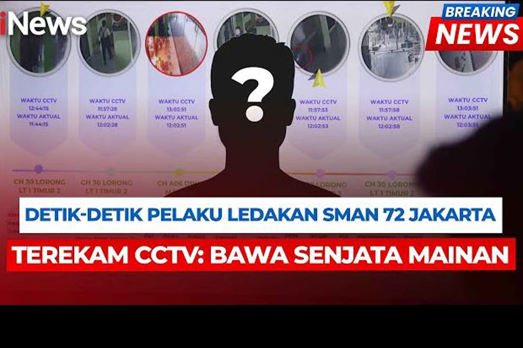 Terekam CCTV! Detik-Detik Pelaku Ledakan SMAN 72 Jakarta Bawa Tas Merah Misterius