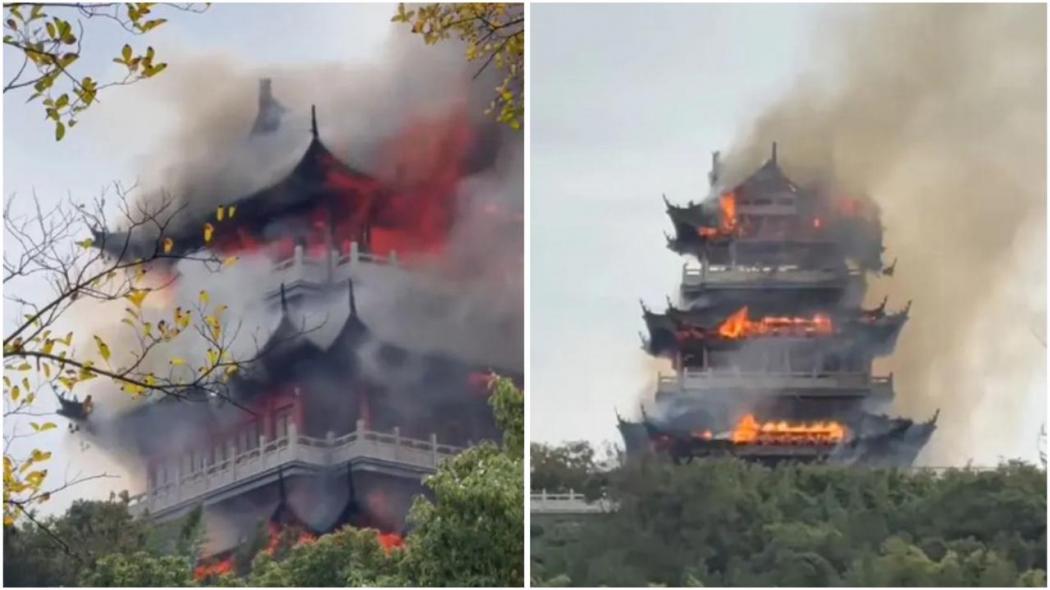 Nahas, Kuil China Hangus Terbakar gegara Turis Iseng Nyalain Dupa