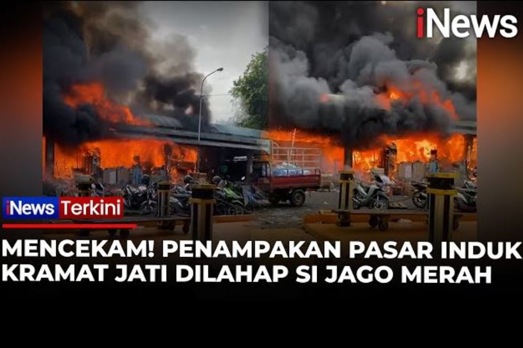 Detik-Detik Kebakaran Pasar Induk Kramat Jati, Api Berkobar Disertai Asap Hitam Pekat