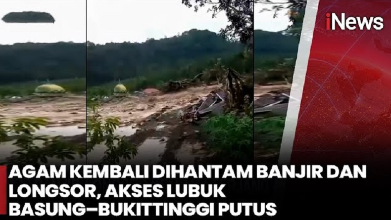Warga Merekam Detik-Detik Banjir Bandang Kembali Terjang Agam