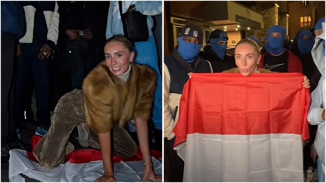 Keterlaluan! Bintang Film Dewasa Bonnie Blue Ludahi Bendera Merah Putih hingga Menginjaknya