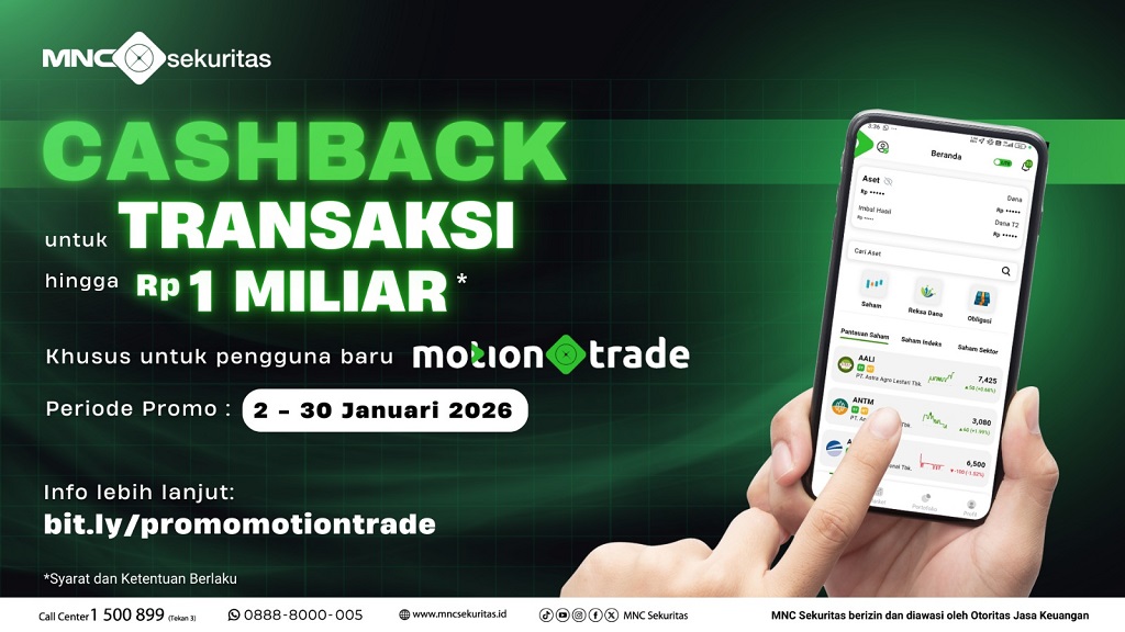 Promo Awal Tahun, MNC Sekuritas Ajak Investor Baru Raih Cashback untuk Transaksi hingga Rp1 Miliar