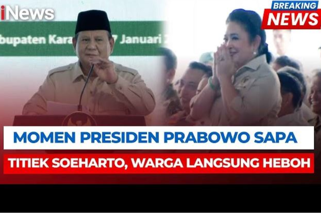 Momen Prabowo Sapa Titiek Soeharto saat Panen Raya di Karawang, Warga Heboh!
