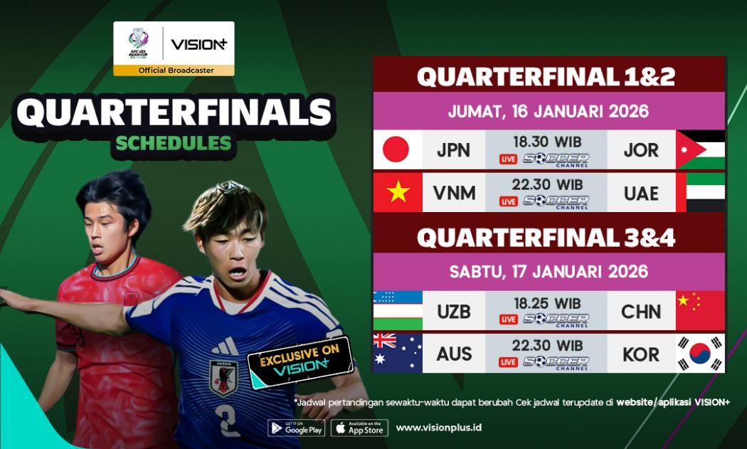 Jadwal Perempat Final Piala Asia U-23 2026, Saksikan di VISION+!