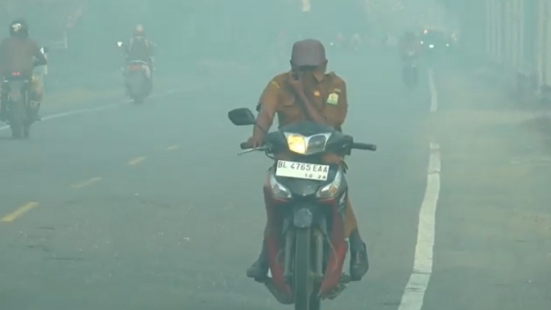 Kabut Asap Tebal Kebakaran Lahan Gambut Kepung Aceh Barat, Sekolah Terpaksa Diliburkan