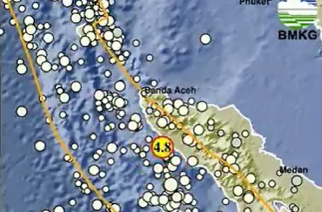 Gempa Hari Ini M 4 8 Guncang Meulaboh Aceh Barat, Berpusat di Laut