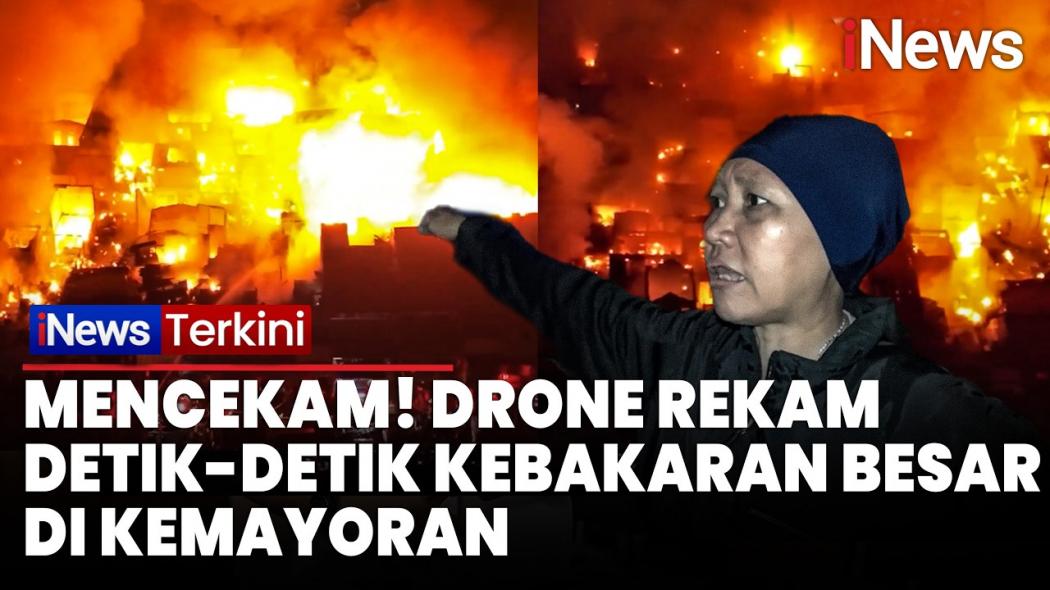 Detik-Detik Drone Rekam Kobaran Api Besar Luluhlantakkan Permukiman Padat di Kemayoran,  Ratusan KK Terdampak