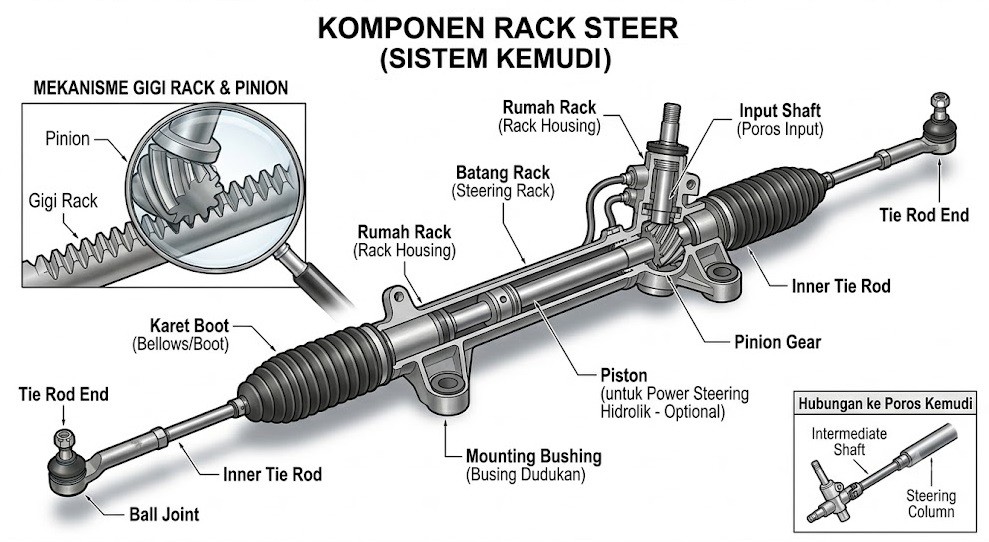 Tanda-Tanda Setir Mobil Bermasalah, Jangan Anggap Sepele Kenali Komponen Rack Steer