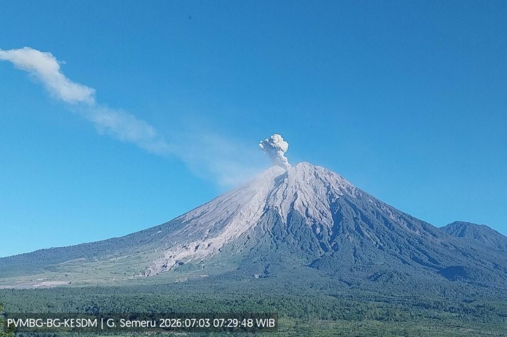 Gunung Semeru Meletus Pagi Ini, Muntahkan Kolom Abu Setinggi 1,1 Km