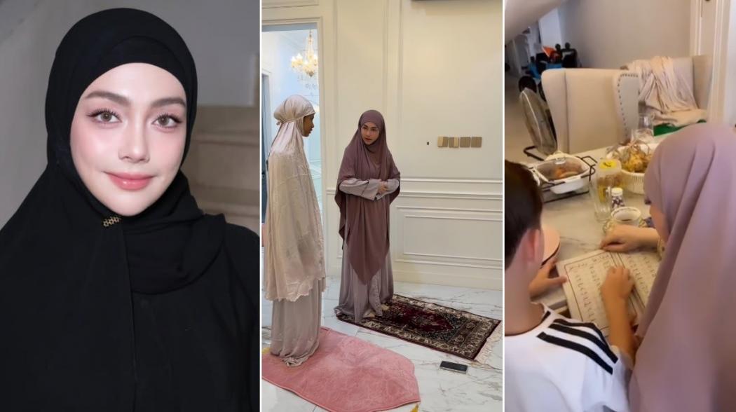 Celine Evangelista Ajarkan Anak-anaknya Wudu, Salat dan Mengaji, Banjir Doa dari Warganet