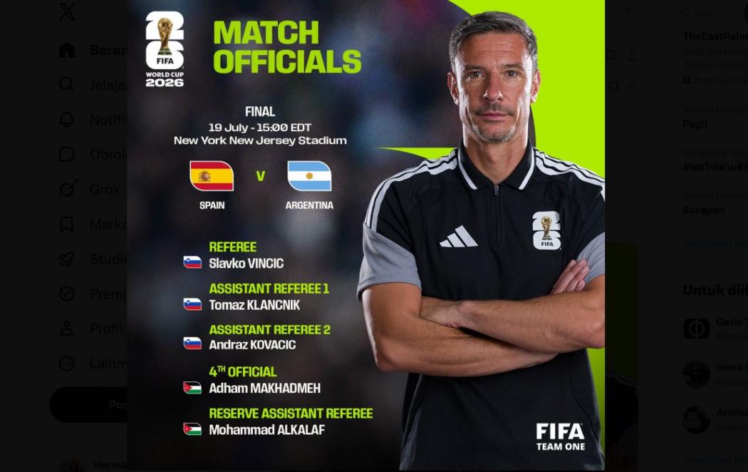 FIFA Tunjuk Slavko Vincic Pimpin Final Piala Dunia 2026, Lebih Ramah ke Messi atau Yamal?