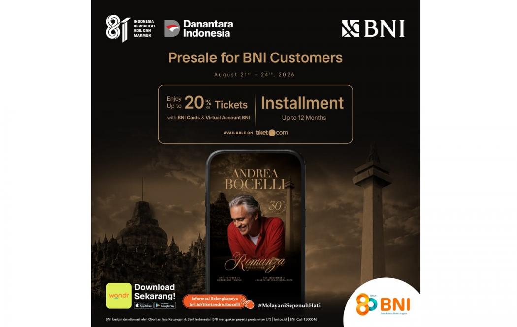 BNI Hadirkan Akses Eksklusif Konser Andrea Bocelli Romanza di Indonesia