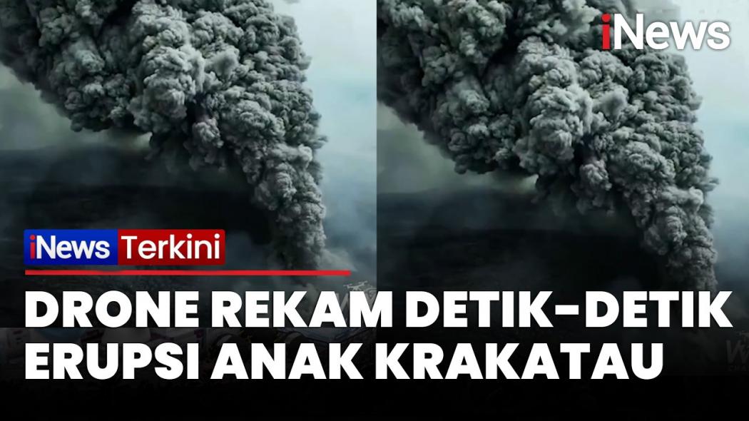 Viral! Drone Tangkap Detik-Detik Gunung Anak Krakatau Erupsi di Selat Sunda