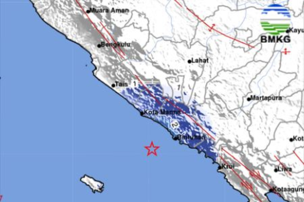Gempa Hari Ini M4,4 Guncang Kaur Bengkulu, Getaran Terasa hingga OKU Selatan
