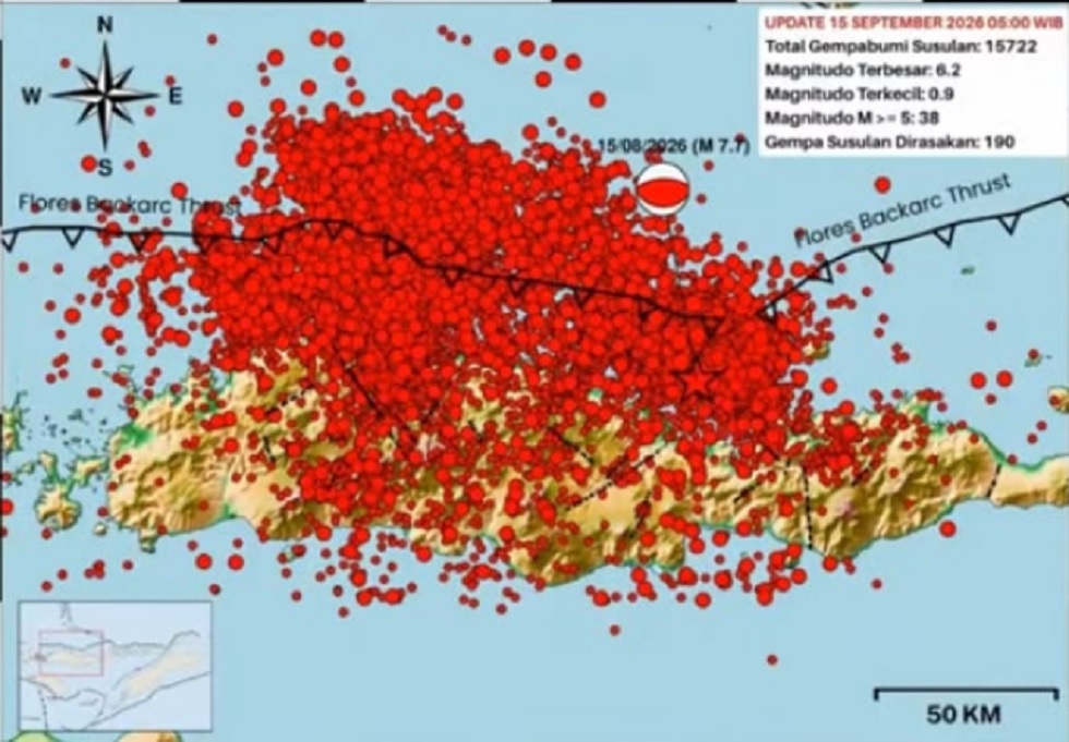 BMKG Catat 15.722 Gempa Susulan Guncang NTT, 190 Kali Dirasakan Warga