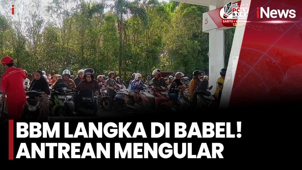 Imbas Kelangkaan BBM, Antrean Motor Mengular Panjang di SPBU Belitung