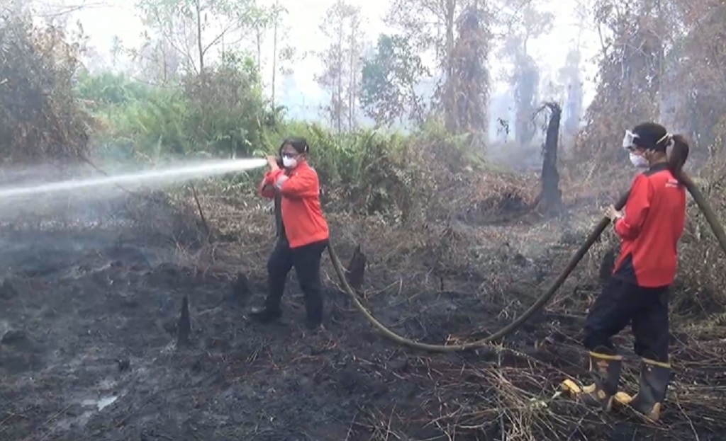 Anak Kena ISPA gegara Kabut Asap, Emak-Emak di Palangka Raya Ikut Terjun Padamkan Karhutla