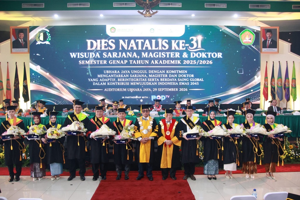 Ubhara Jaya Kukuhkan 1.561 Lulusan dalam Dies Natalis ke-31 dan Wisuda Tahun Akademik 2025/2026