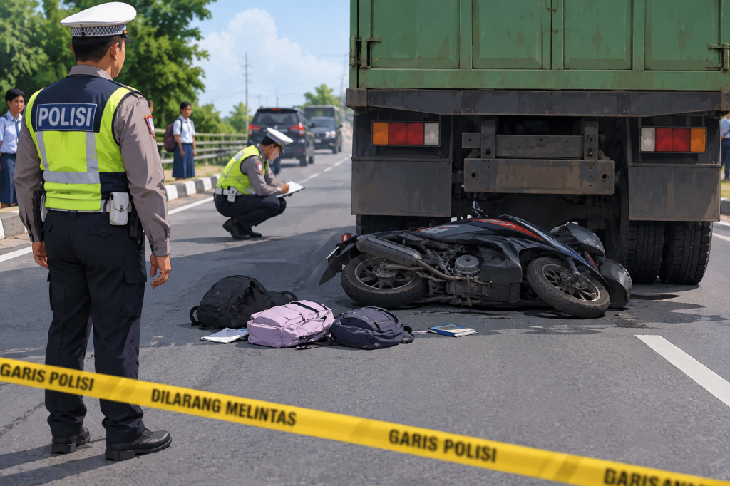 Kecelakaan Maut di Karawang, 3 Siswi SMP Boncengan Motor Tewas Tabrak Truk Mogok