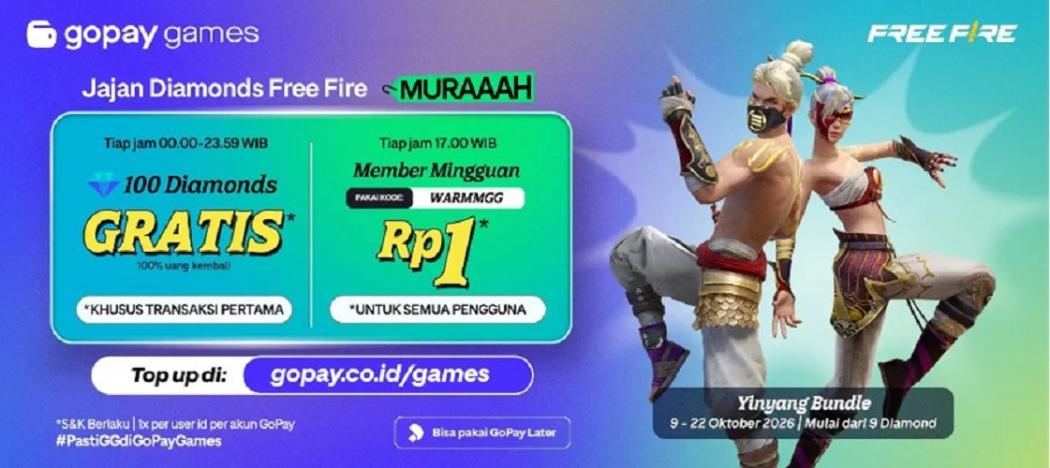 Incar Yinyang Bundle FF? Top Up di GoPay Games Sekarang: Ada 100 Diamond Gratis dan Promo Rp1