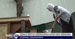 Pascaserangan, Warga Lintas Agama Ikut Bersihkan Gereja Santa Lidwina