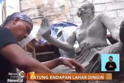 Seniman Bali Buat Patung dari Lahar Dingin Gunung Agung