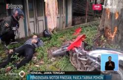 Ngantuk, Pengendara Motor Tabrak Pohon di Pinggir Jalan