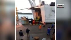 Detik-Detik Truk Jatuh dari Kapal di Perairan Bakauheni Terekam Video