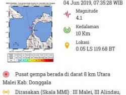 Gempa Bumi 4,2 SR Guncang Donggala Sulteng Selasa Pagi Ini