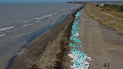 Penampakan dari Udara Tumpahan Minyak Tercecer di Pesisir Pantai Karawang