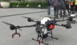 Video Uji Coba Drone Disinfektan di Jalan Sudirman Sasar Wilayah Sulit Dijangkau