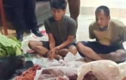 Detik-Detik Penangkapan 2 Pencuri Hewan Ternak tengah Memotong Sapi di Musi Banyuasin