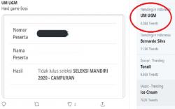 UM UGM Trending Topic Twitter, Netizen Ramai-Ramai Unggah Pengumuman Gagal Seleksi