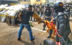 Pengunjuk Rasa di Palembang Digigit Anjing Polisi